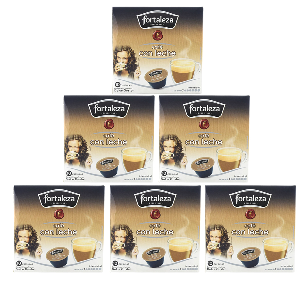 Cápsulas Dolce Gusto café con leche Fortaleza 10 ud x 6, Total 60 cápsulas