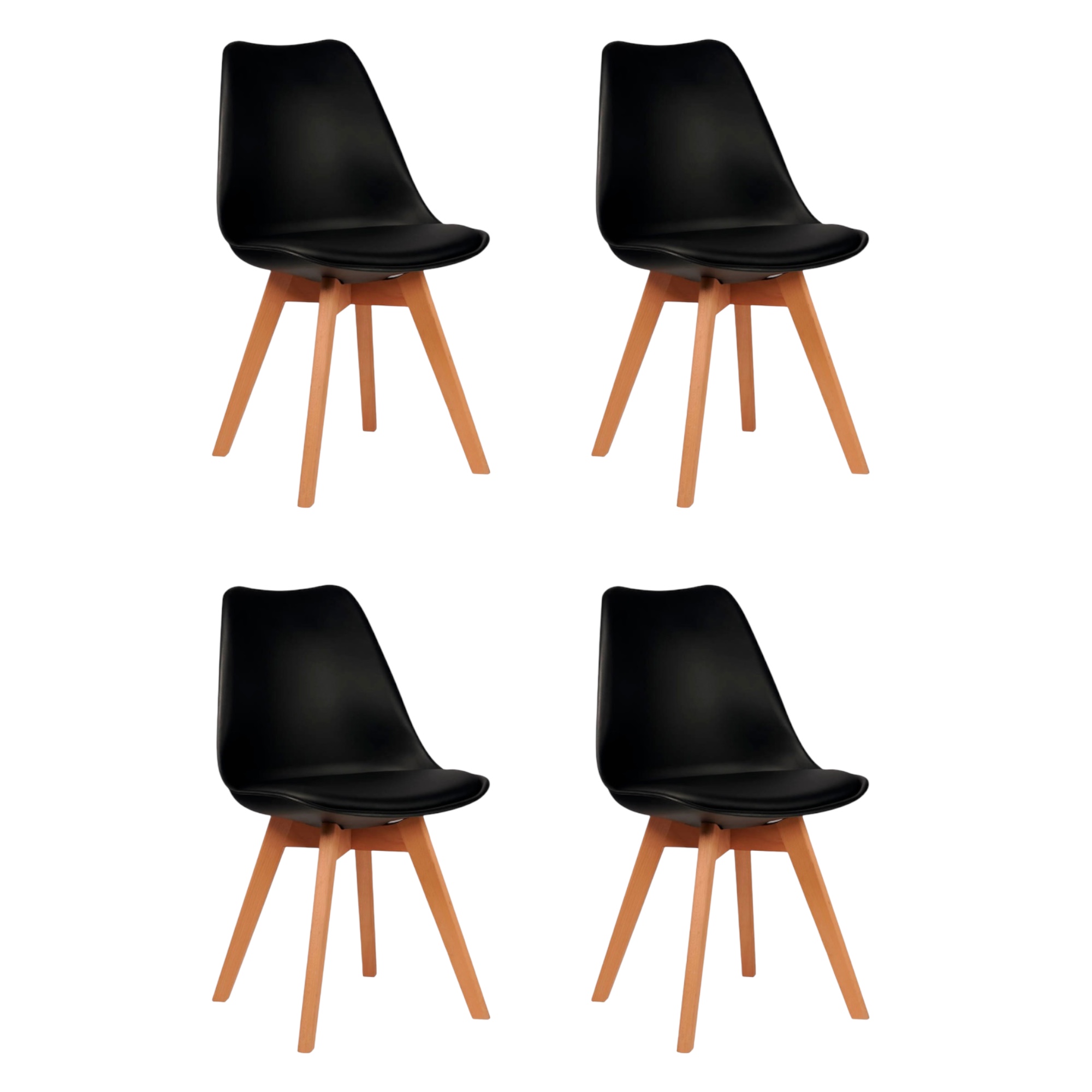 Minimal DECO Sillas Nórdicas Premium Pack 4 – Diseño Escandinavo con Madera Natural y Ecopiel Disponible en varios colores