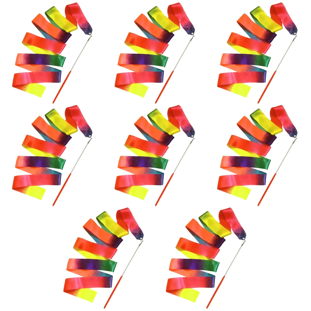 TK Cinta De Danza Y Gimnasia Para Niños 1-10Pcs 2M Con Palillo De Girar Reluciente Para Actuaciones De Escenario Y Deportes