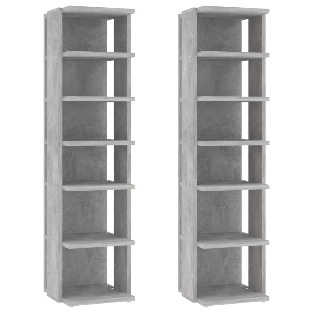 vidaXL 2x Muebles Zapateros Hormigón 27,5x27x102 cm Armario Pasillo Banco Color Gris hormigón,  Roble Sonoma,  Blanco
