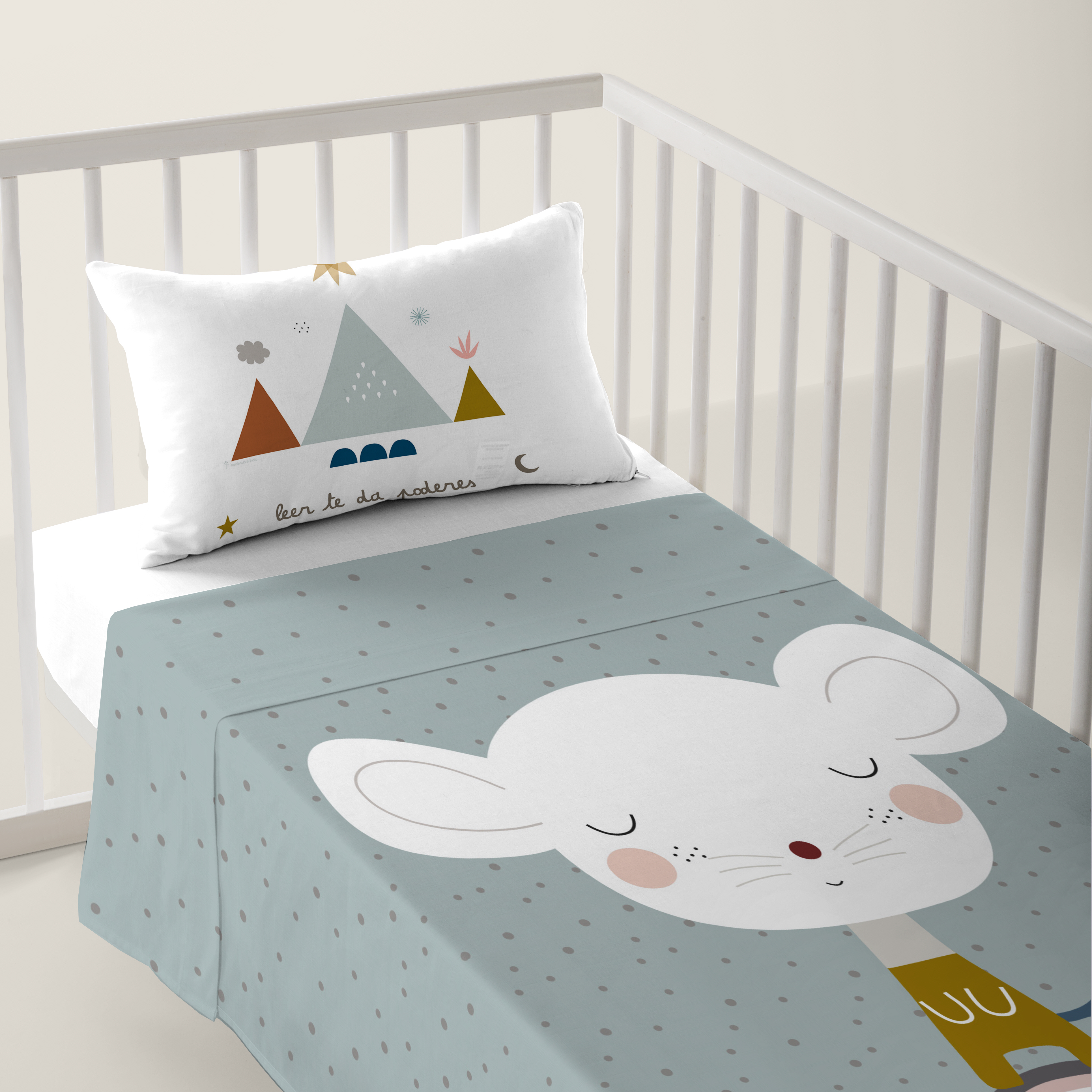 HACIENDO EL INDIO - Juego de Sábanas Cuna Estampado 100% Algodón - Juego de 2 Piezas Incluye Sábana Encimera y 1 Funda de Almohada - 100x130/120x180 cm - 27 Modelos Disponibles - Fabricado en España