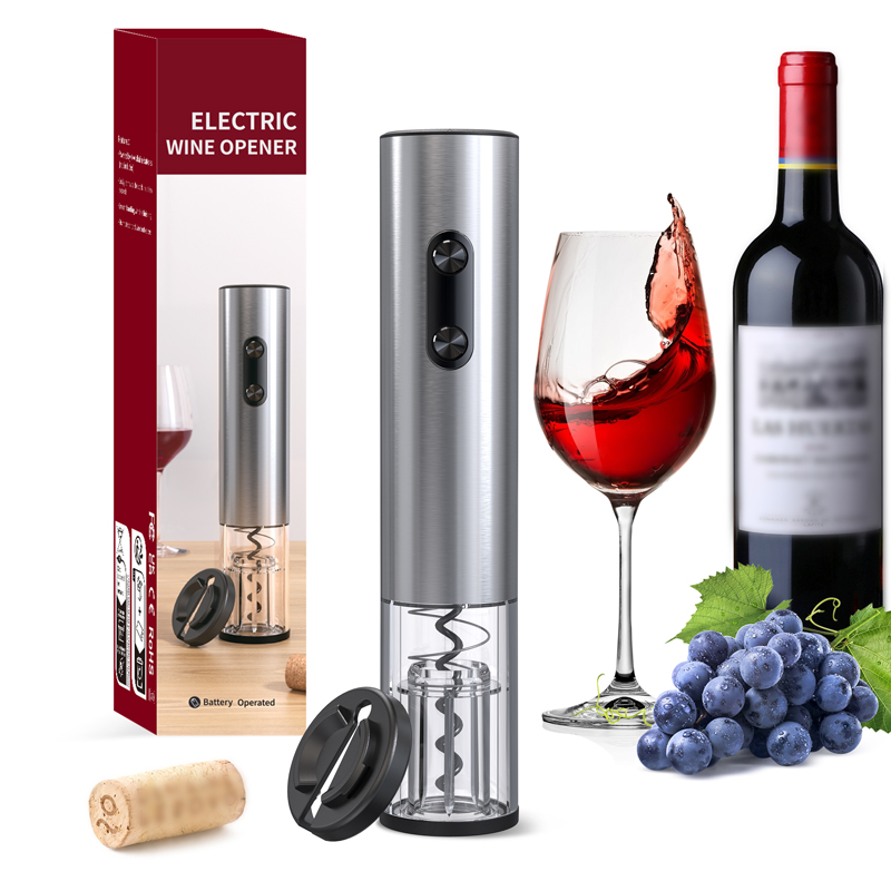 OmHom Kit Eléctrico para Abrir Botellas de Vino Kolitong (Caja Regalo Elegante) | Abridor Un Toque Base Portátil · Inoxidable Profesional · Ideal para Hogar y Fiestas KB1-602302AL