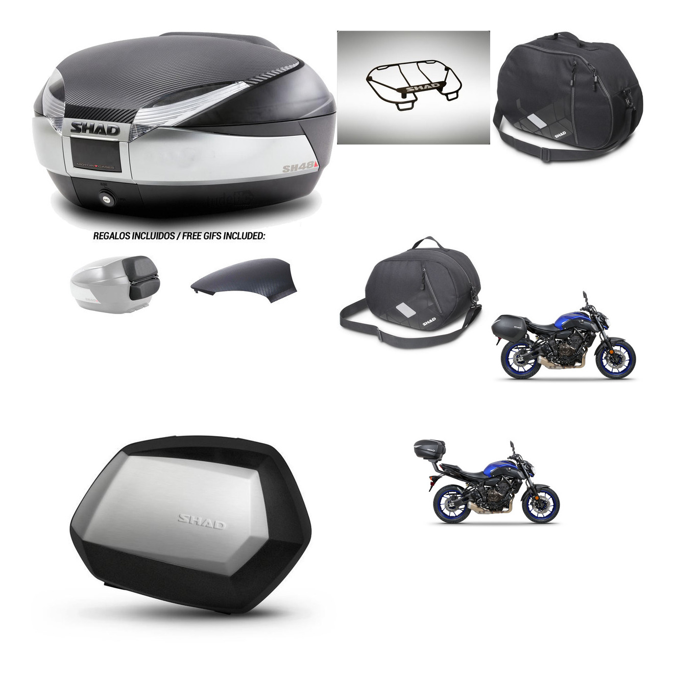 Maletas Laterales + Baul Trasero + Accesorios + Herraje 3P + Herraje Montaje Sh48 Sc Sh35 Premium KIT-255705