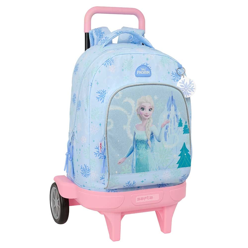 SAFTA | Mochila Escolar Guardería Disney Frozen Adaptable a Carro (Sin Carro) Compartimento Principal con Cremallera, Ergonómica y Acolchada, Bolsillo Frontal Gran Formato, Laterales Portabotellas