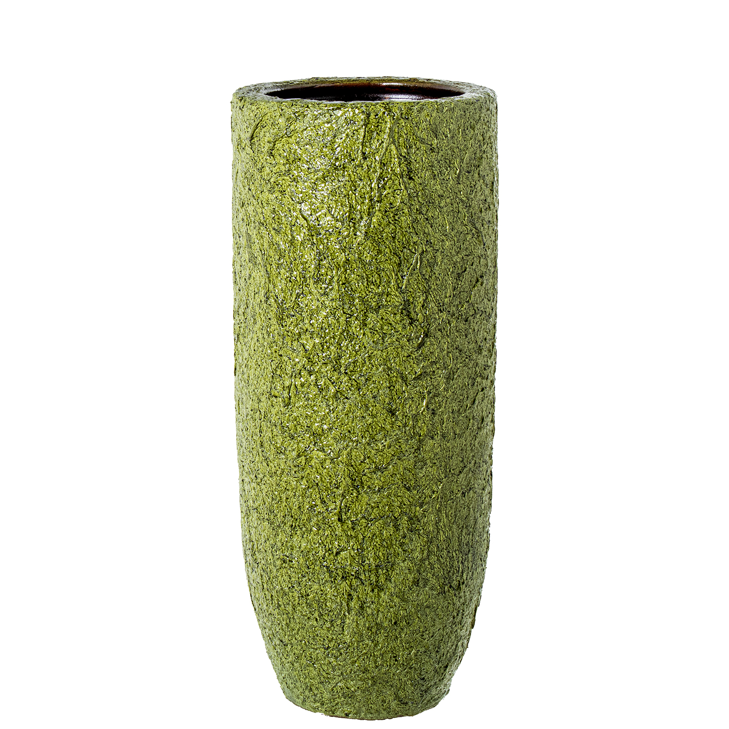 Jarrón de cerámica 60 cm verde rugoso, medidas 25x60 cm Fijalo