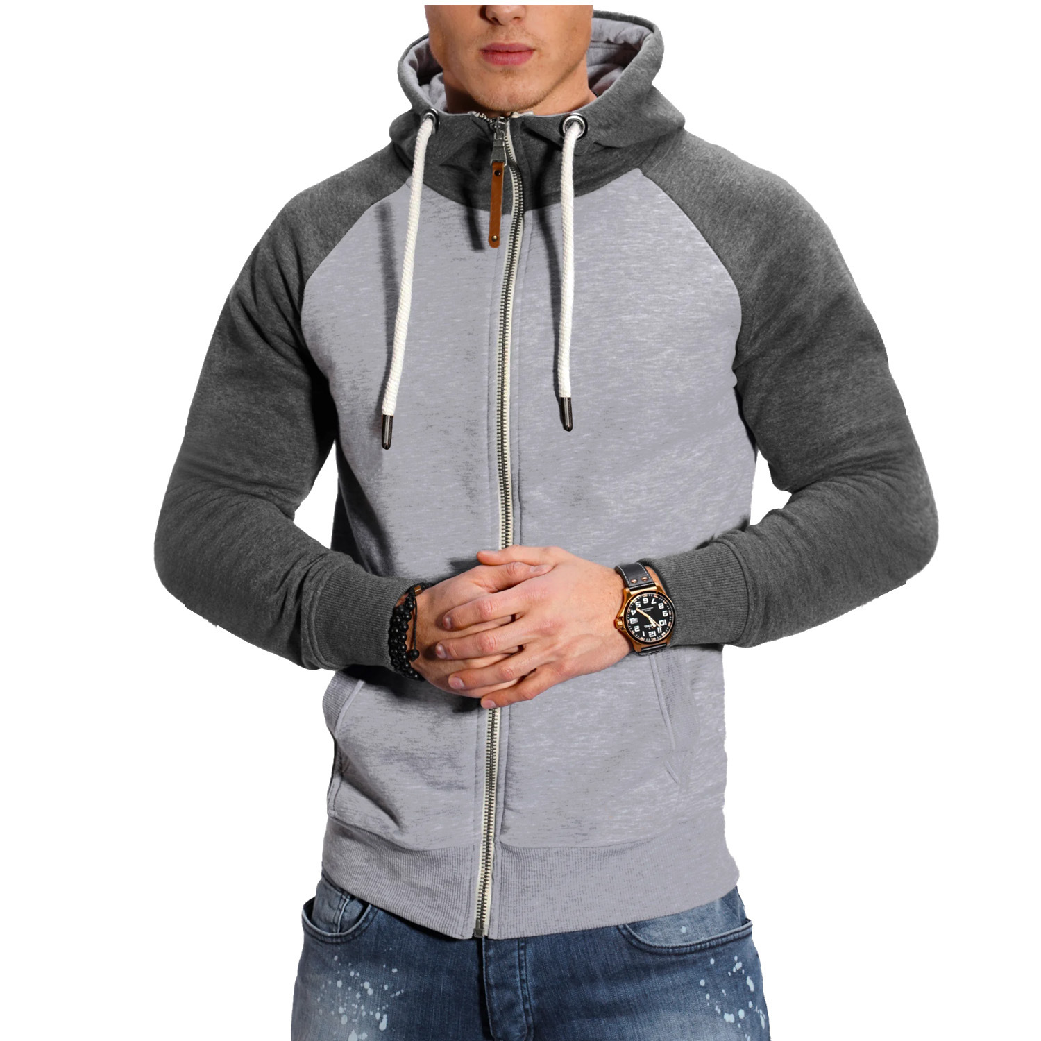 TK Chaqueta deportiva de terciopelo con bloques de color para hombre, informal, de moda, con mangas raglán