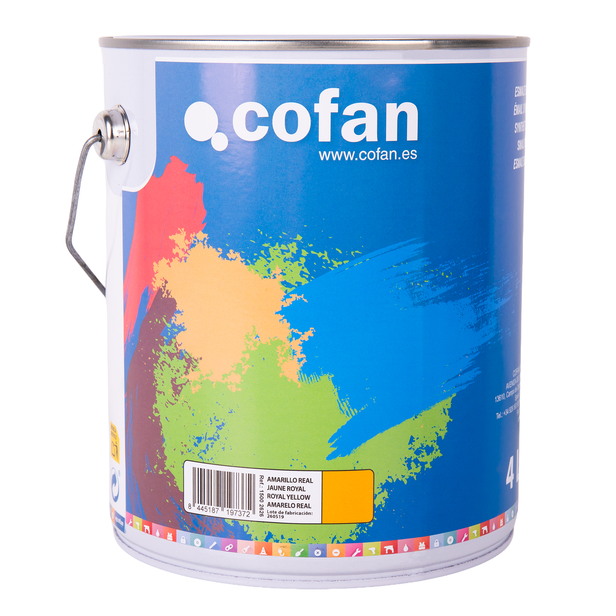Cofan Esmalte Sintético | Color Amarillo Real | Envase de 4 L