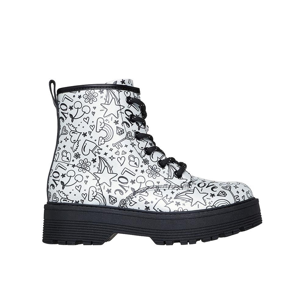 Skechers Gravlen Hi - Doodle Down Botines para niña estilo militar blancos en sintético 85648