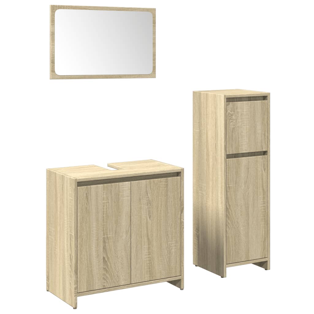 vidaXL Set de muebles de baño 3 pzas madera contrachapada roble Sonoma