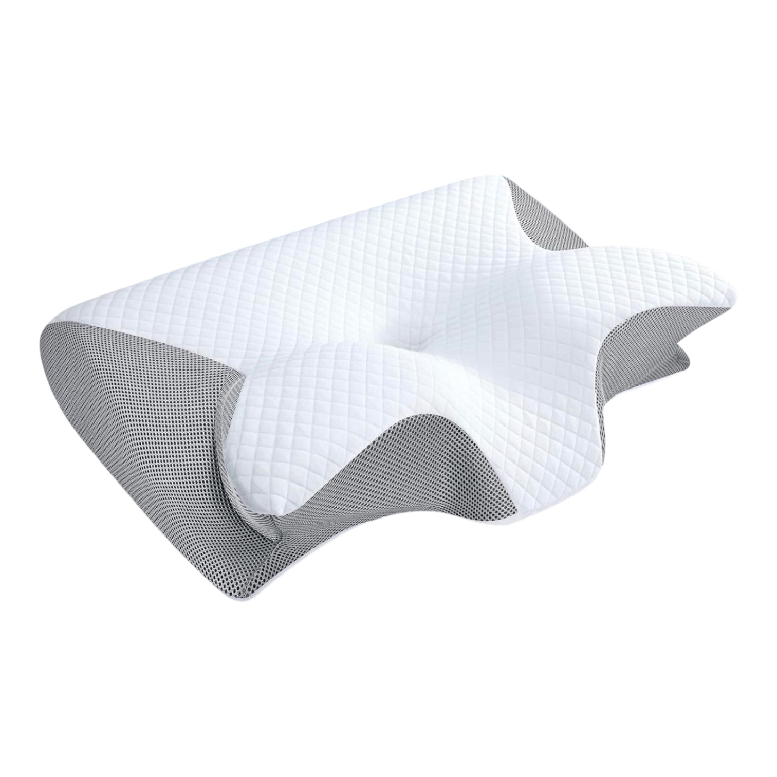 Mikomika Almohada Cervical, 2 en 1 Almohada Ergonómico Espuma de Memoria Almohada para Soporte de Cabeza/Cuello/Hombro, Relajación y Alivio del Estrés, 60x40x12/14cm
