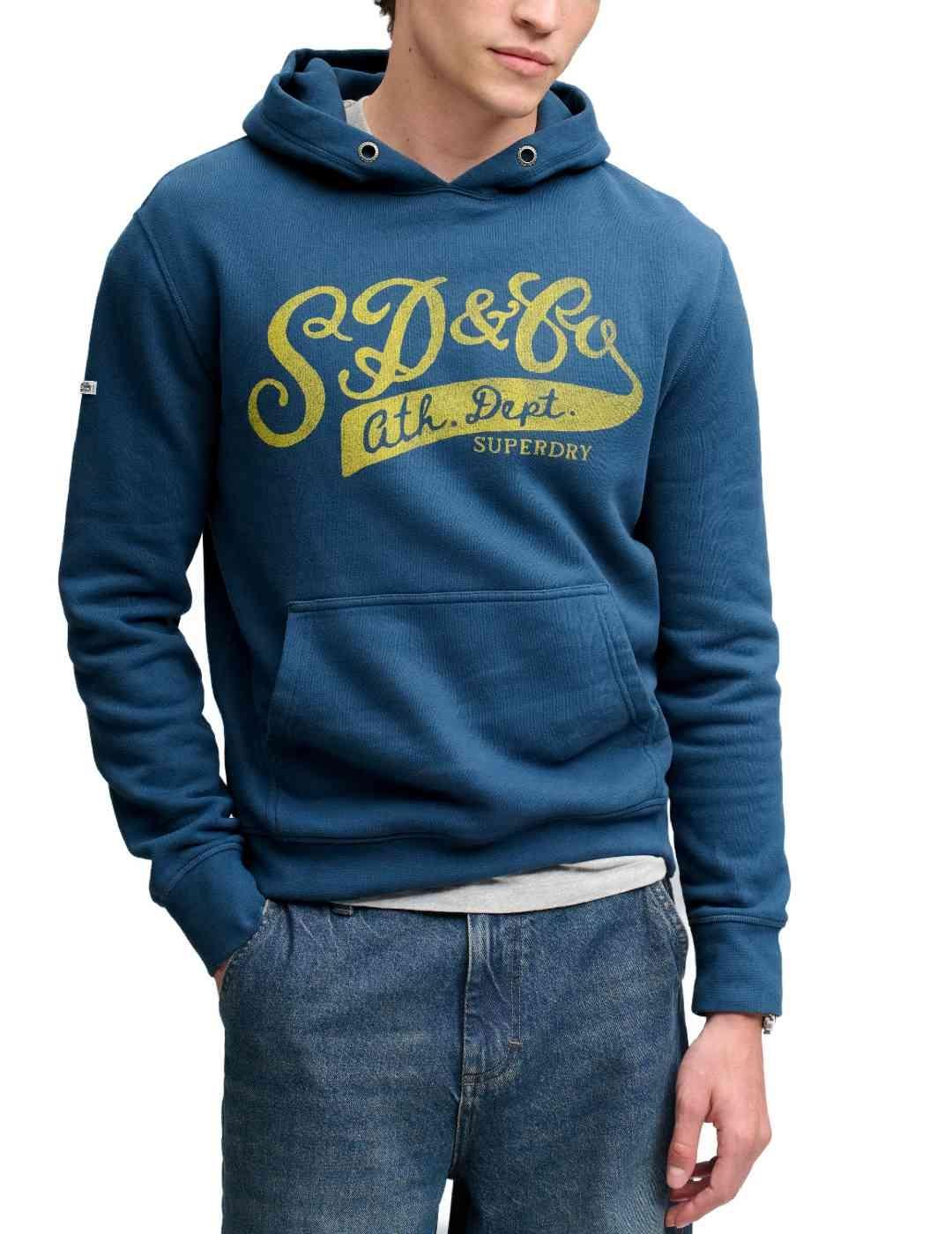 Sudadera Superdry Vintage marino con capucha para hombre