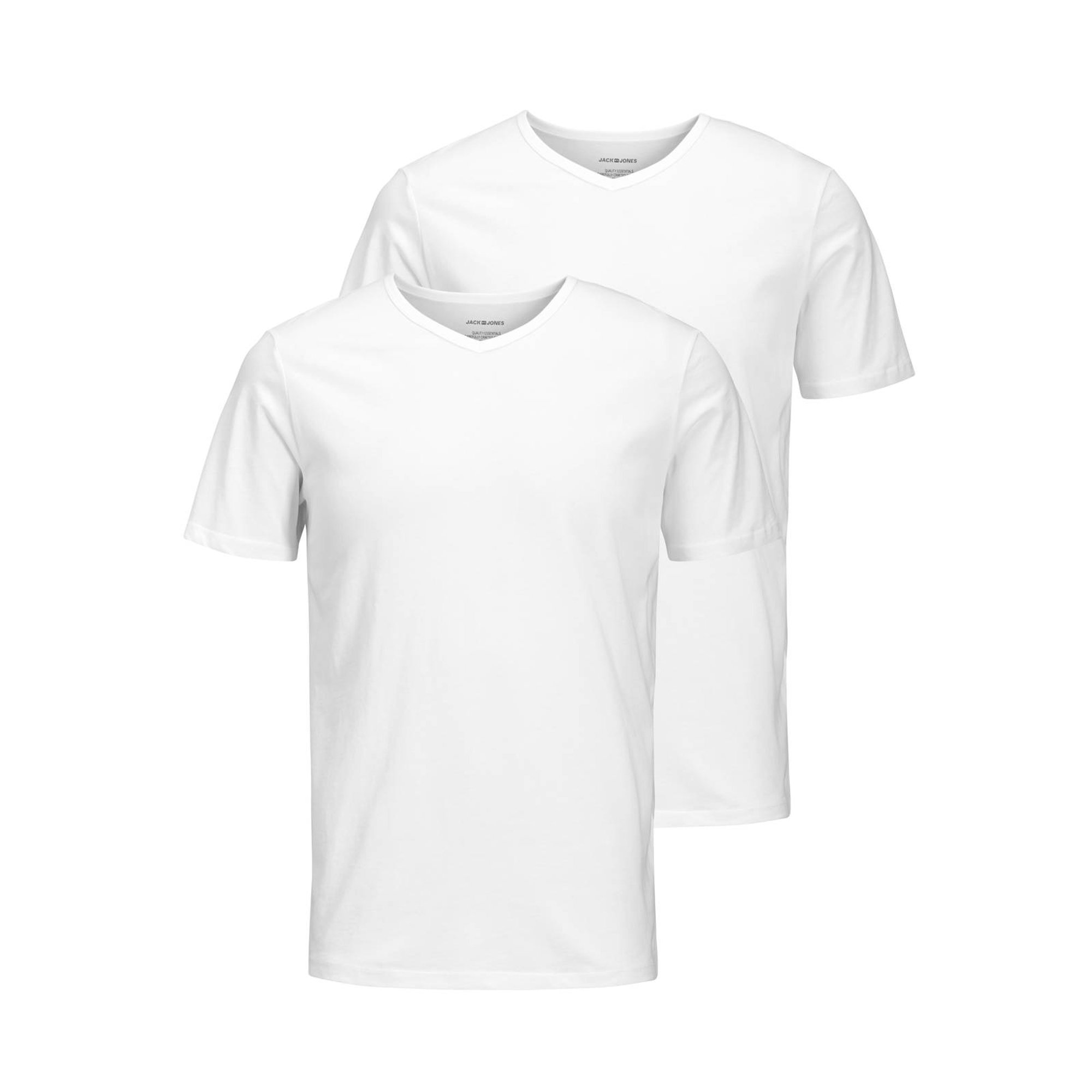 Jack & Jones Camiseta para Hombre, Pack de 2 - JACBASIC V-NECK TEE, Manga corta, lisa, algodón JACBASIC V-NECK TEE 2PK