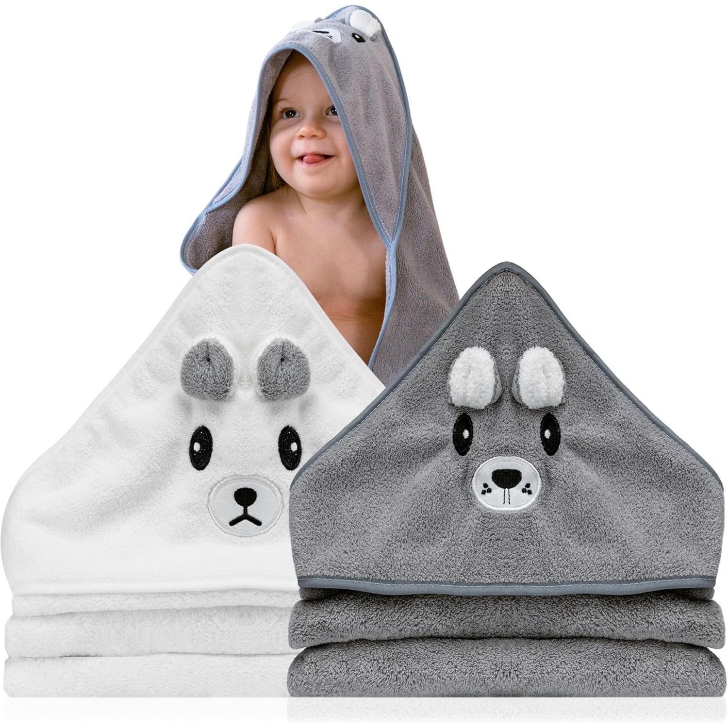 TK 2 Unidades Toalla bebe - Regalo bebe recien nacido niño - Toallas bebe con capucha de animales 0-3 años - Albornoz bebe baño - Capa de baño bebe - Regalos para bebes recién nacidos (80CM*80CM)