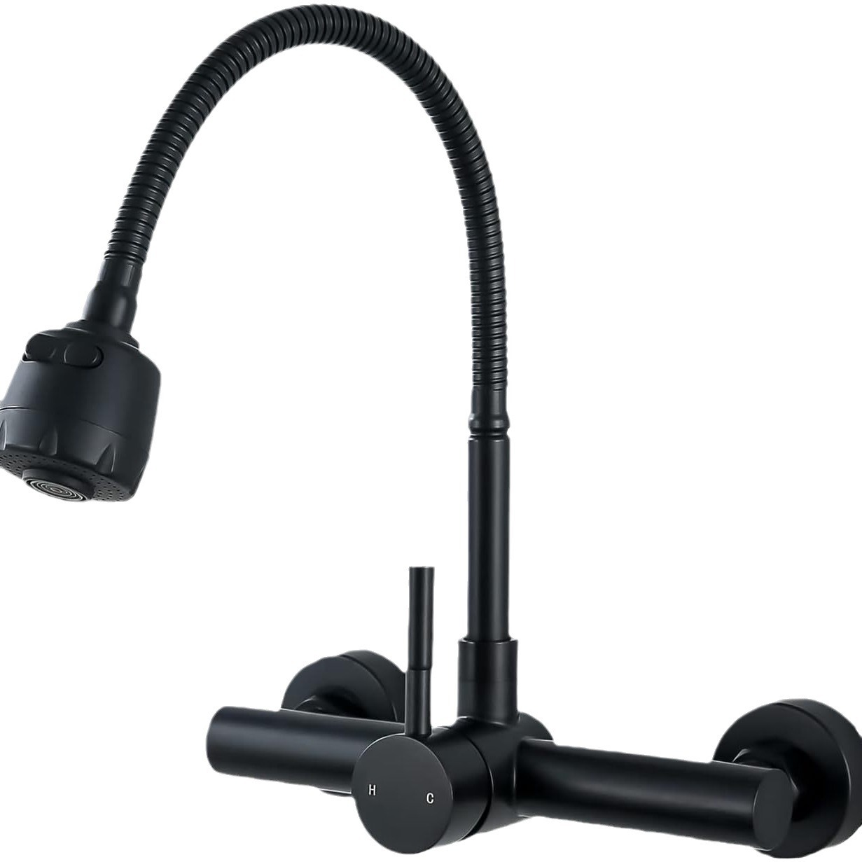 Grifo de Cocina Grifo de Agua fría y Caliente de Maple inoxidable 304 Rotación de 360 Grados Negro