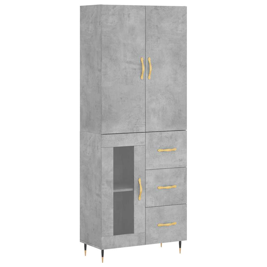 vidaXL Aparador alto madera contrachapada gris hormigón 69,5x34x180 cm