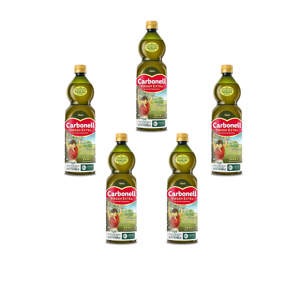 Carbonell Aceite de Oliva Virgen Extra , Botella 1 L,5 Botellas
