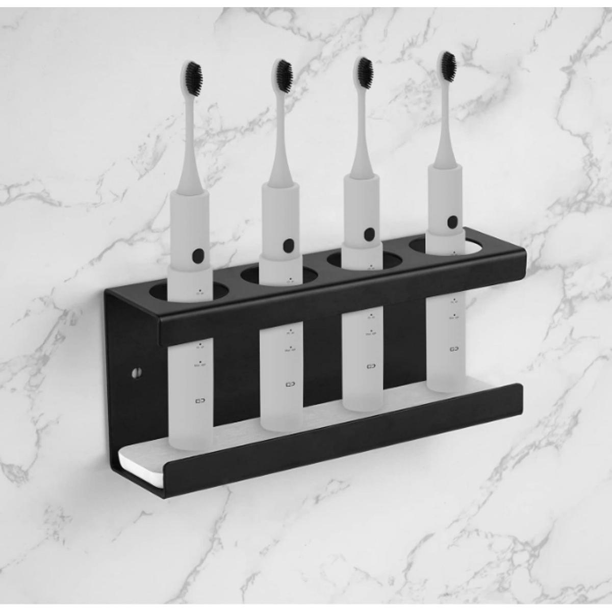 Porte-brosse à dents - Porte-brosse à dents électrique - Porte-brosse à dents électrique - Porte-brosse à dents mural - Porte-brosse - Sans perçage - Salle de bain - 4 trous