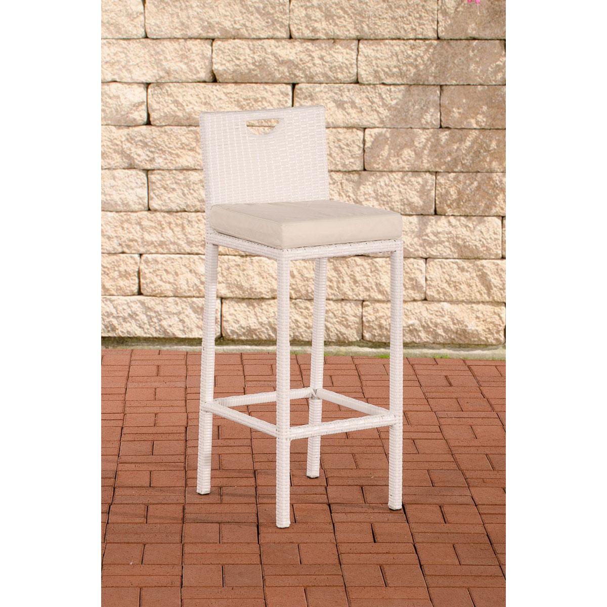 Taburete Alto de Exterior Mari con Cojn Crema,Blanco