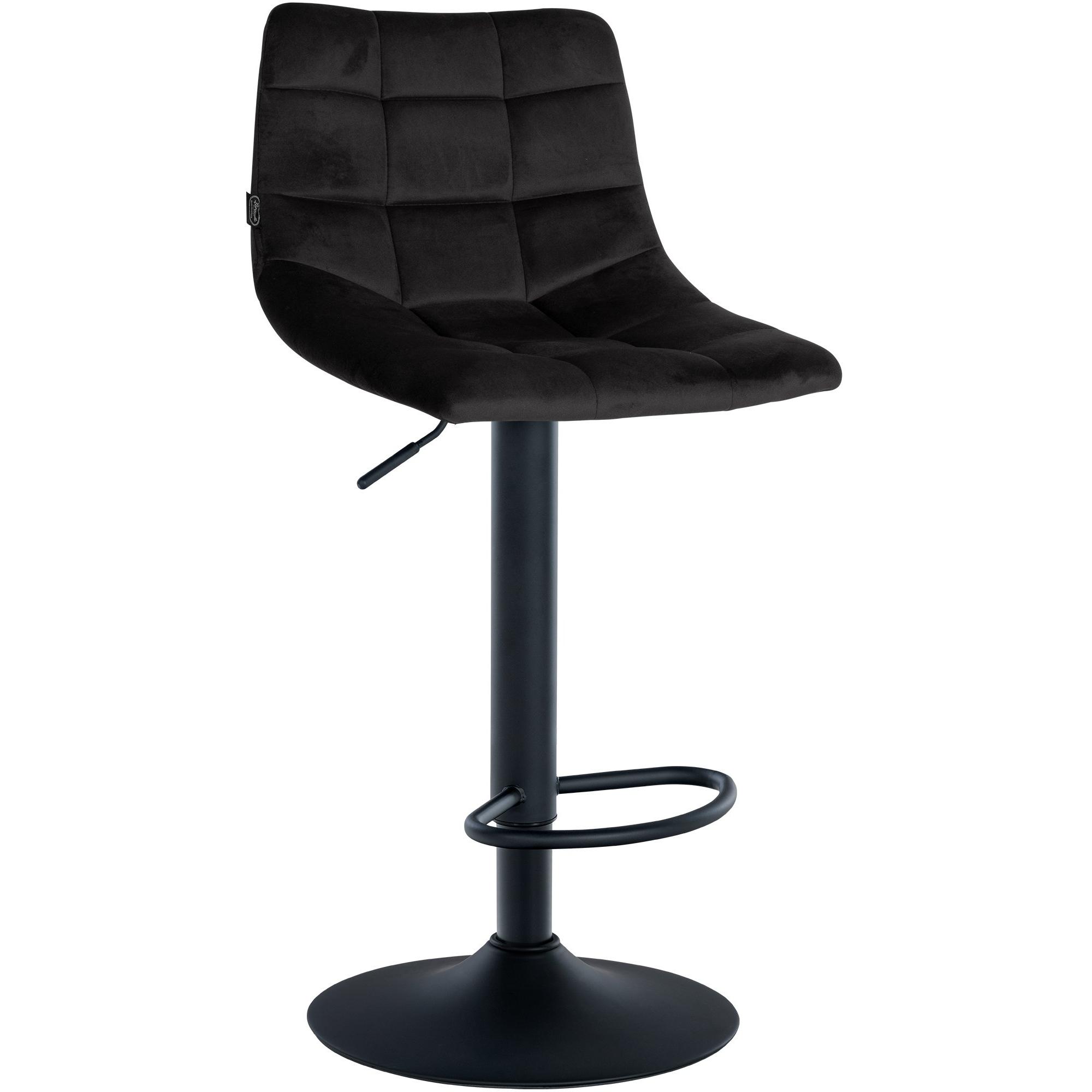 Taburete de bar Jerry en terciopelo Negro,Negro