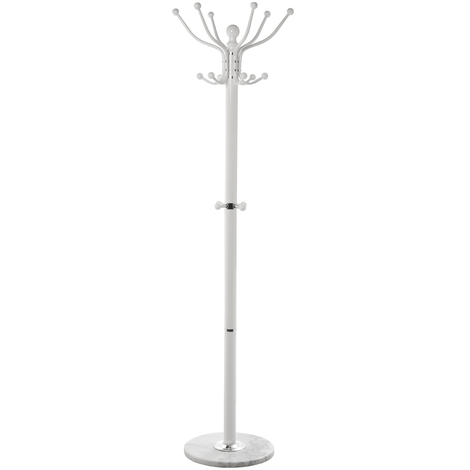 Perchero de pie metal blanco con base marmol 36x175cm