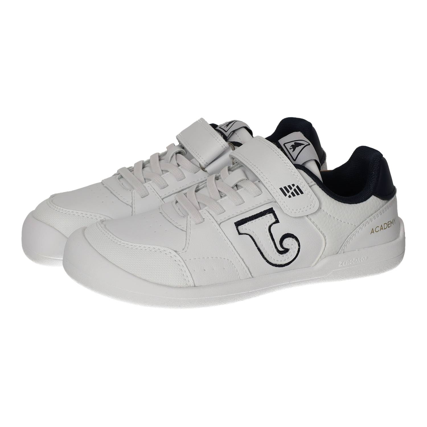 Deportivos marca JOMA para niño en color blanco-azul. Calzado Barefoot Blancas detalle marino con Cierre Adhesivo, Suela Flexible Zero Drop, Puntera Amplia y Plantilla Antibacteriana