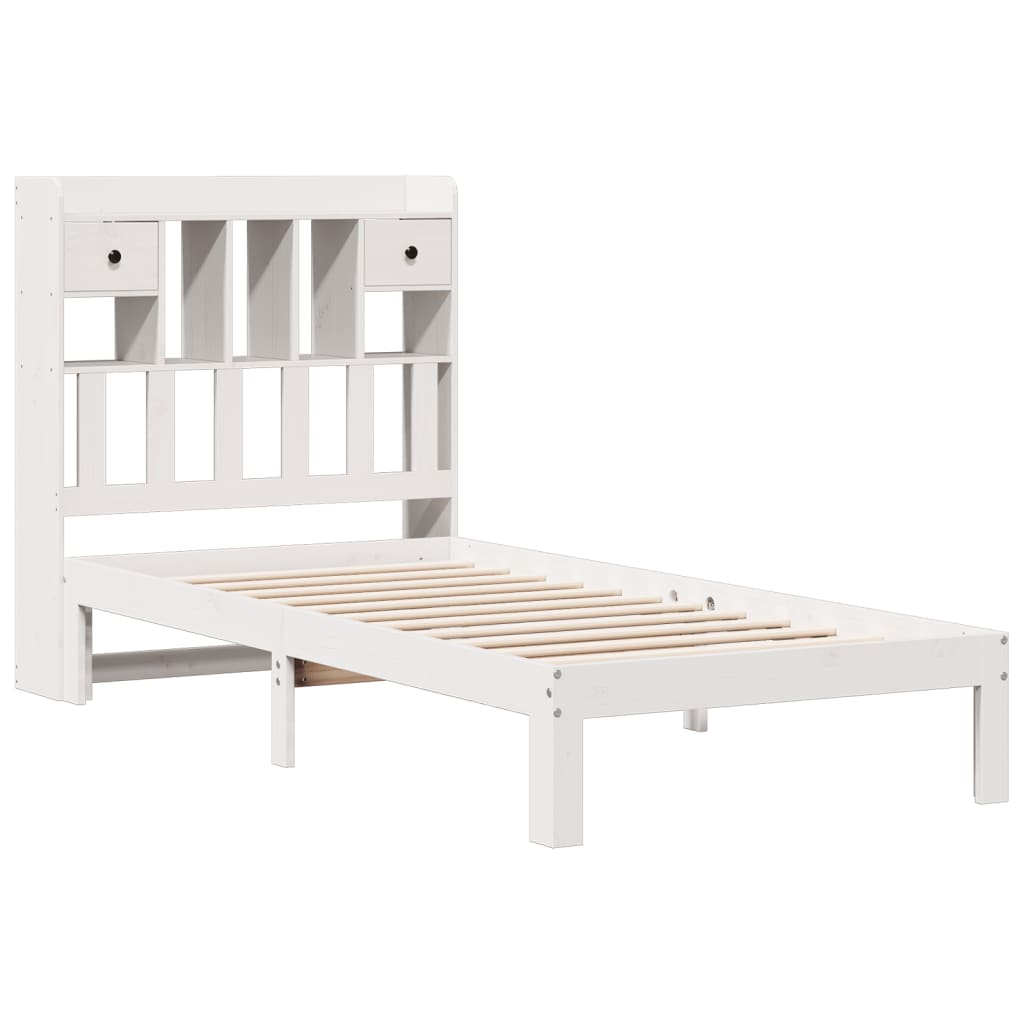 vidaXL Cama con estantería sin colchón madera maciza 90x200 cm