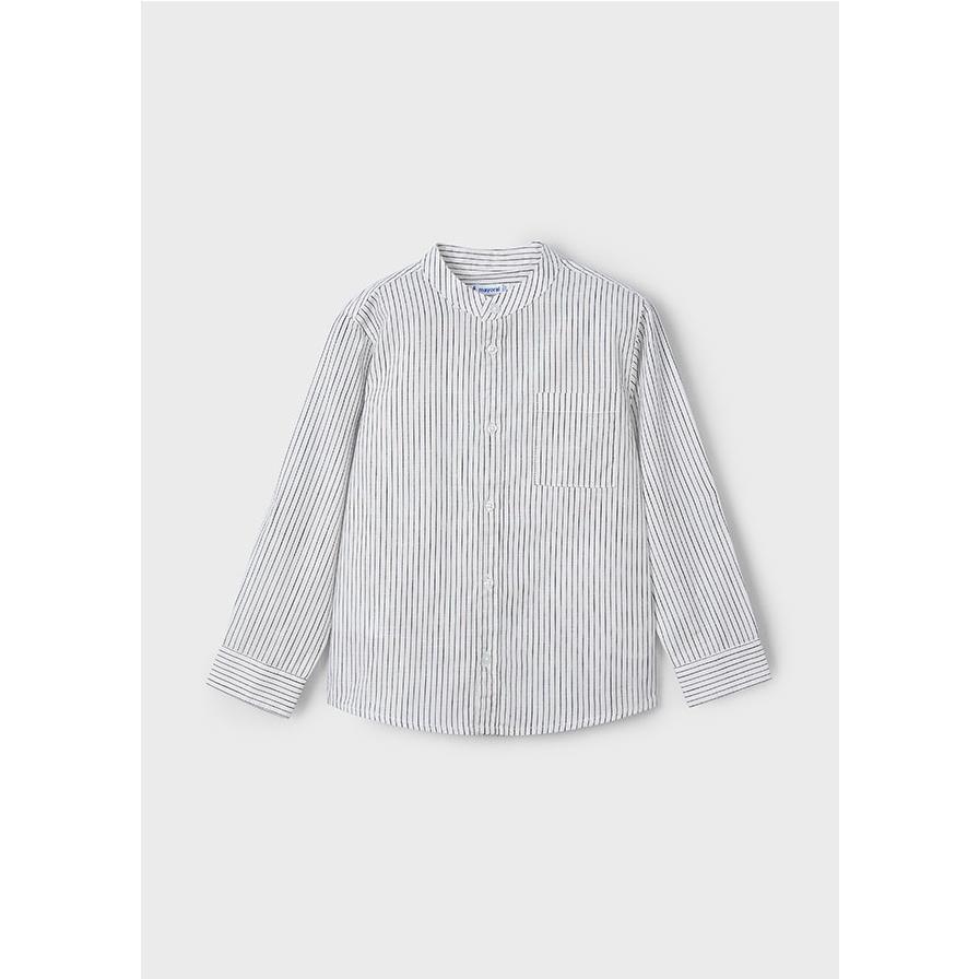 Mayoral - Camisa de estilo casual con cuello mao y estampado de rayas para niños, ideal para uso diario