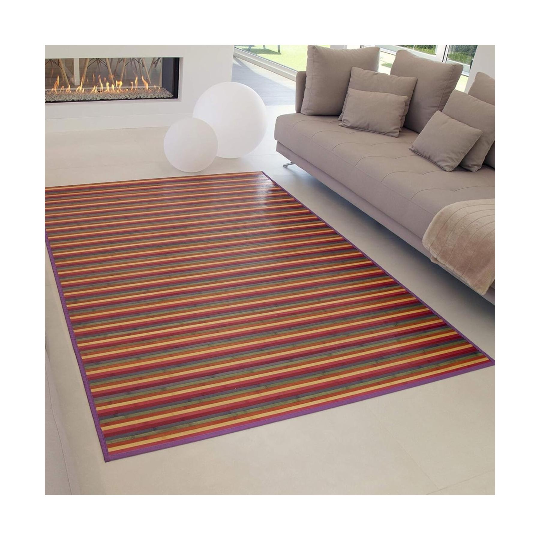 TEJIDOS EL MUNDO - Alfombra de bambú antideslizante de alta resistencia para interior y exterior, ideal para salón, dormitorio y cocina, fácil de limpiar y reguladora de temperatura