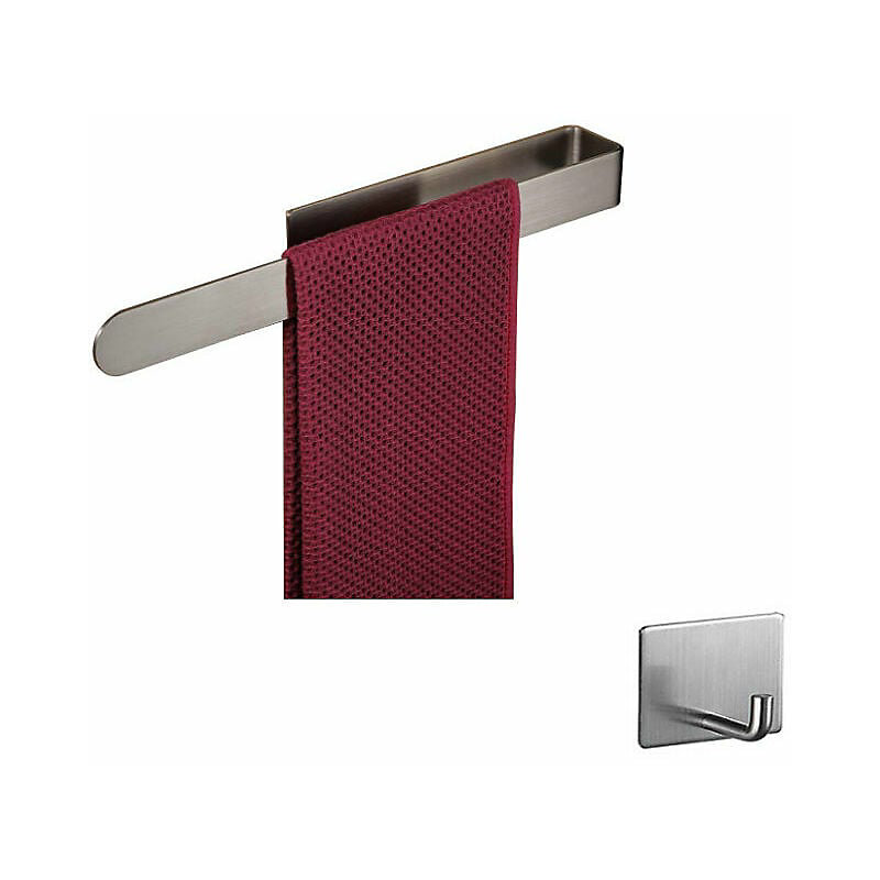 CA Toallero autoadhesivo de acero inoxidable, toallero de pared de acero inoxidable de 37 cm con gancho.