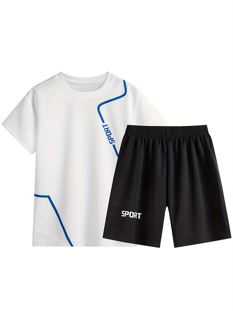 TK Conjunto Deportivo Verano Para Niños Y Niñas Camiseta Y Shorts Transpirables De Poliéster Estilo Deportivo 2 Piezas Talla True