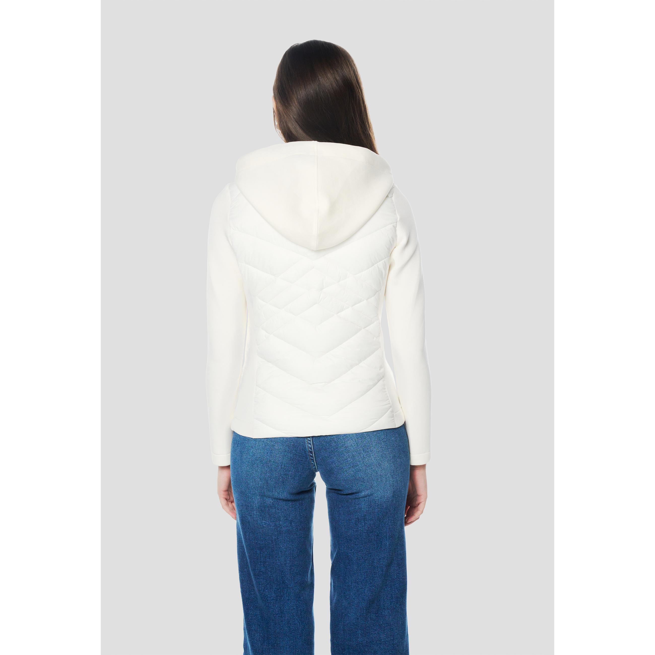 Koroshi - Chaqueta acolchada de neopreno para mujer con capucha integrada y placa metálica Koroshi | Chaqueta técnica urbana