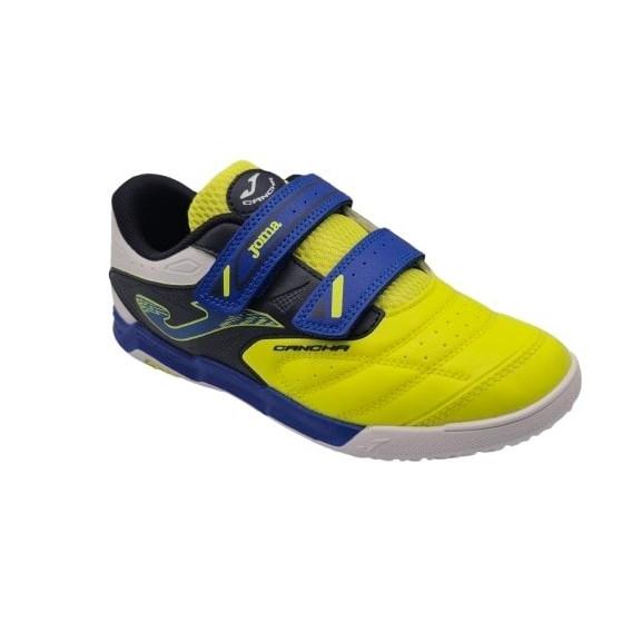 Joma - Zapatillas de fútbol sala para niños Joma Cancha JR2609 en color amarillo, ideales para uso deportivo en pista cubierta y entrenamiento diario