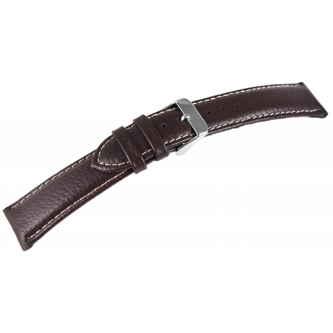 Bracelete para Reloj em Pele Genuína Castanho 20 mm