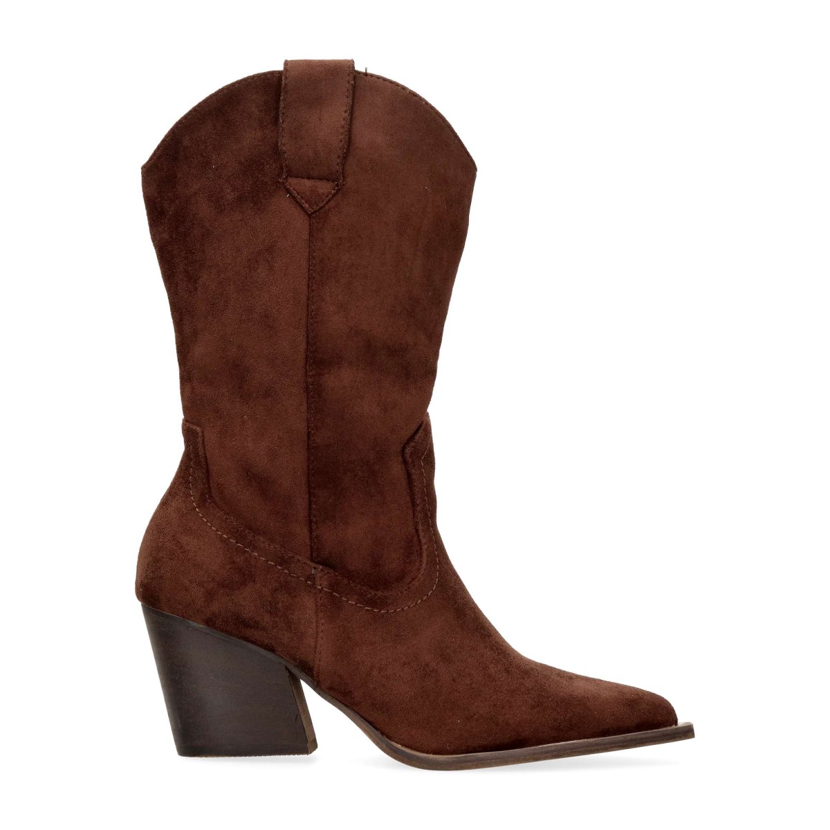Vanessa Calzados - Botas cowboy mujer de antelina aterciopelada tacón ancho 6 cm punta fina invierno cómodas estilo vaquero