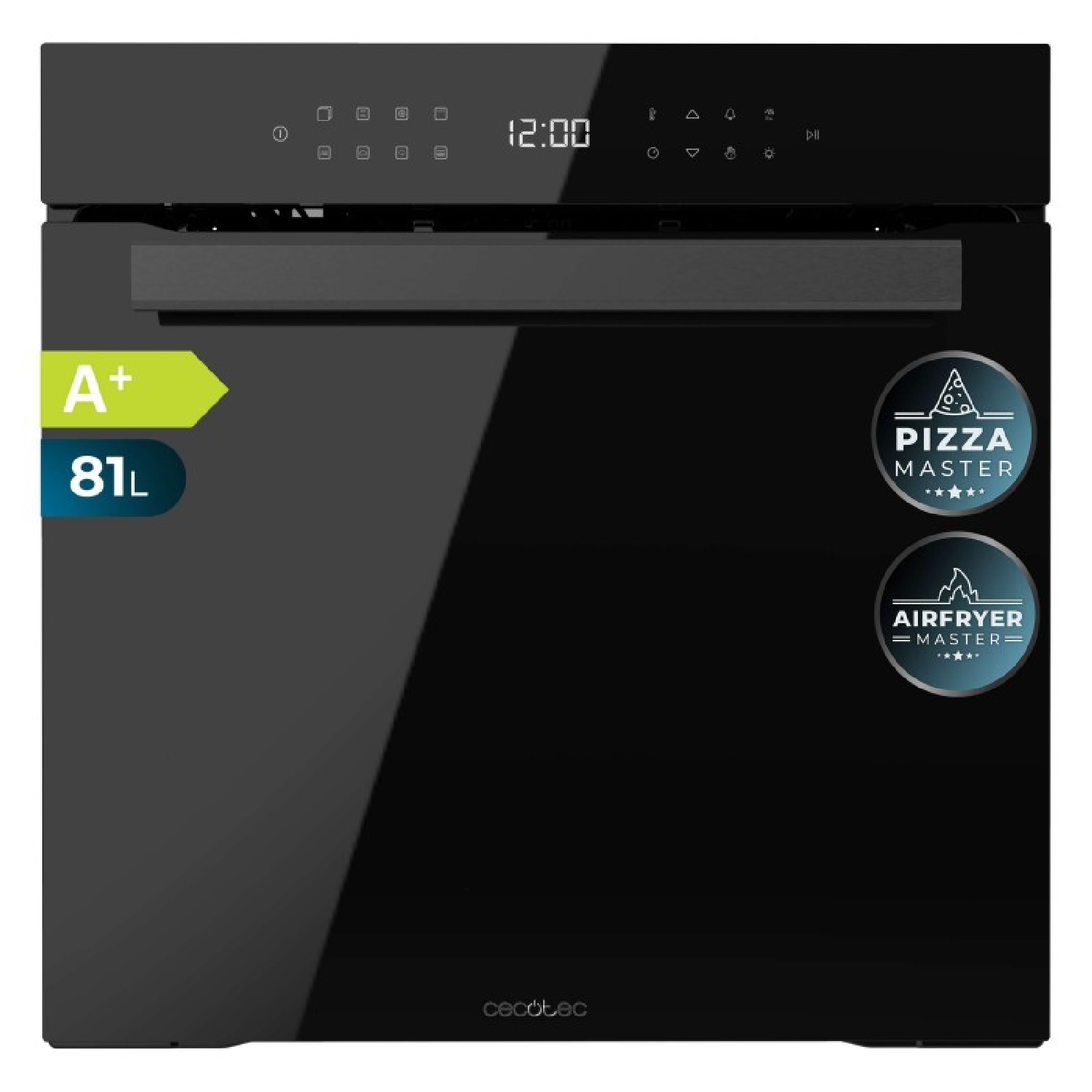 Cecotec Horno Integrable Pirolítico de 81L Bolero Hexa P506000 Glass Black A+. 11 Funciones con Airfryer Master, Pizza Master