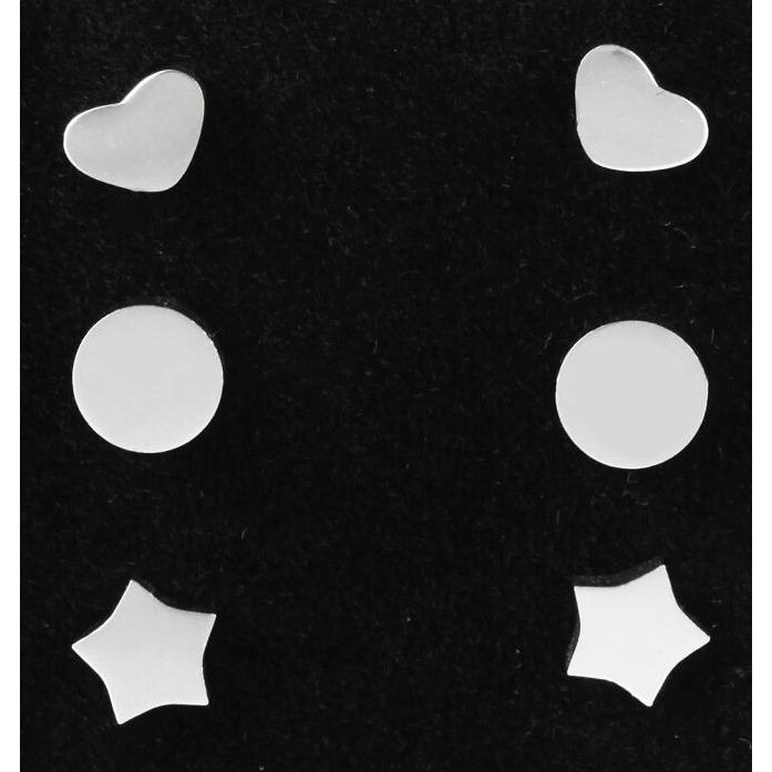 Akzent® Conjunto 3 Pares de Pendientes Prateados em Aço Inoxidável - 0227
