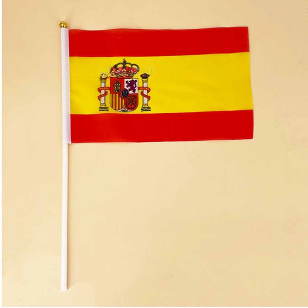 Bandera decorativa 14×21 cm - Bandera de poliéster con mástil, banderín colorido para fiestas y decoración.