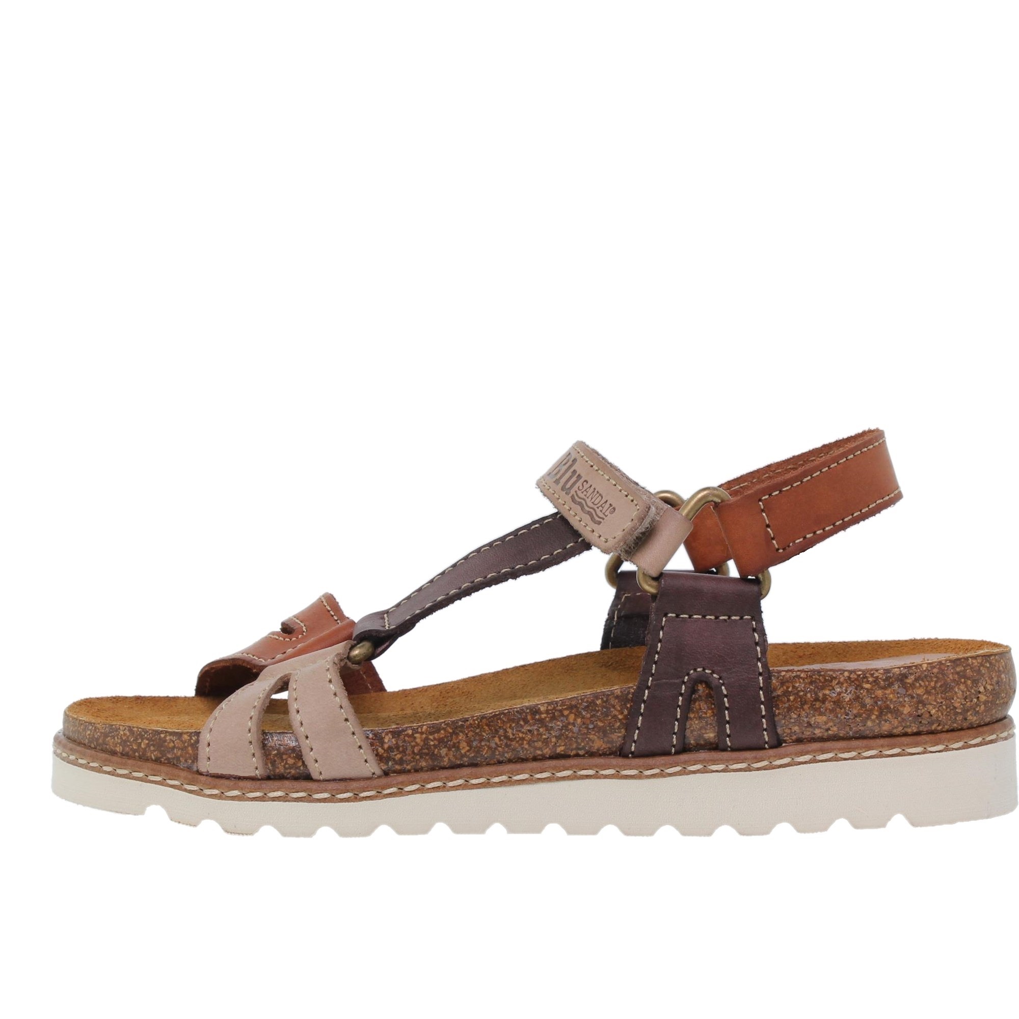 Sandalias planas mujer piel multicuero - Blusandal 1855BLU