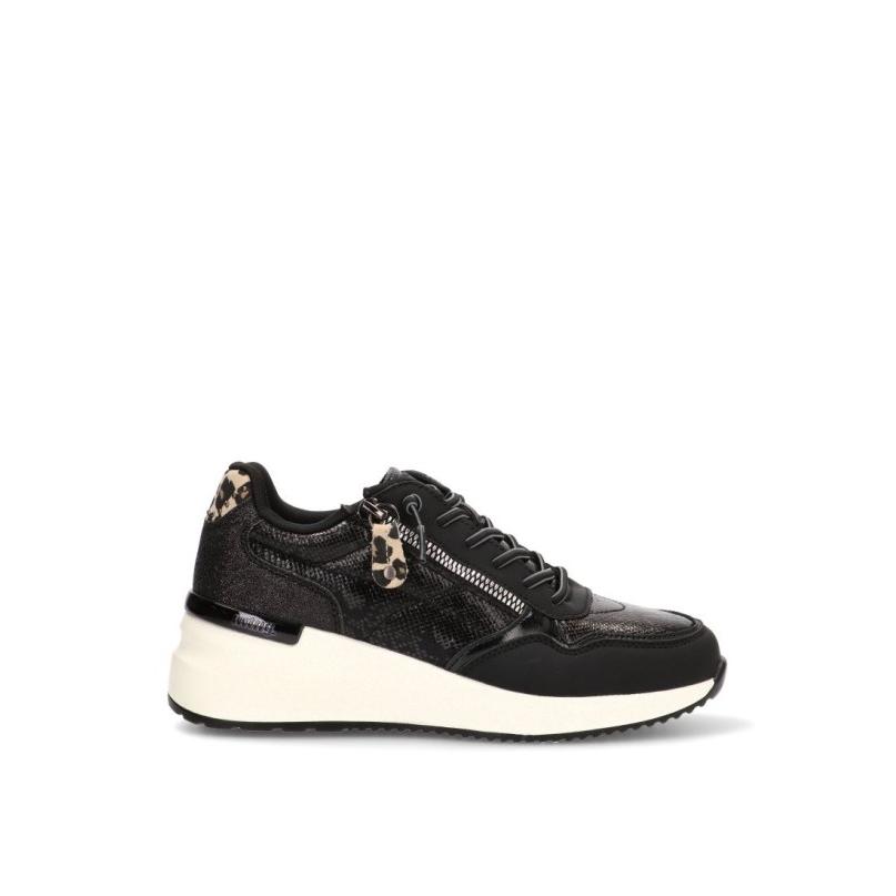 Zapatillas Casual Mustang - Mujer - Cuña Media - Modelo 60820 - Color Negro