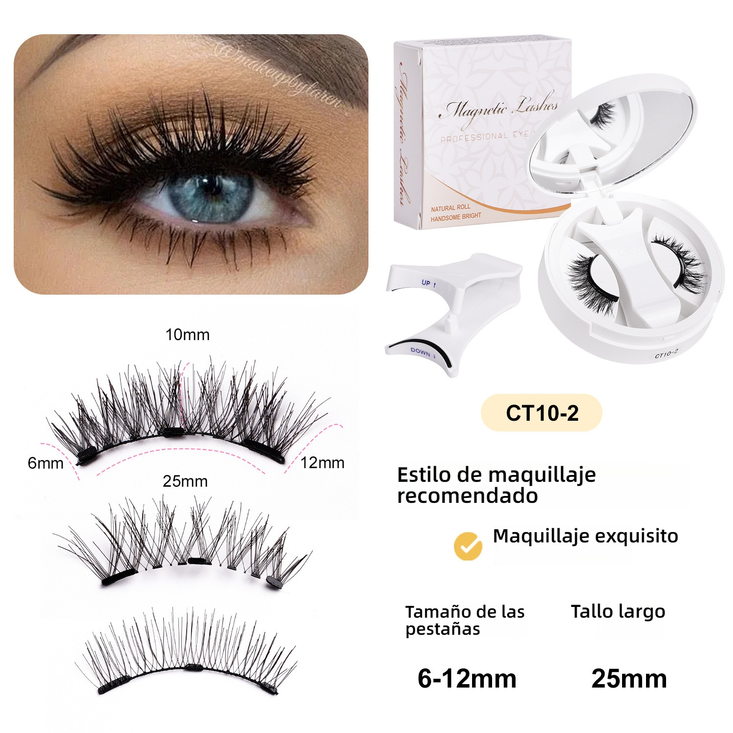 Pestañas Postizas Magnéticas Portátiles - Kit Todo en Uno, Naturales Sin Pegamento y Reutilizables
