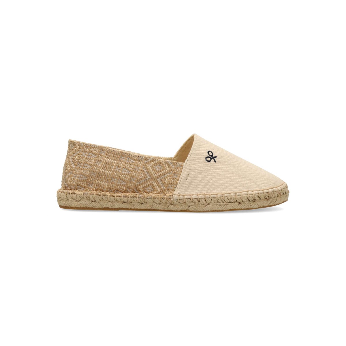 Silbon - Zapatillas alpargata SILBON de algodón 100% con suela de yute natural y goma, diseño étnico trasero y bordado frontal para hombre