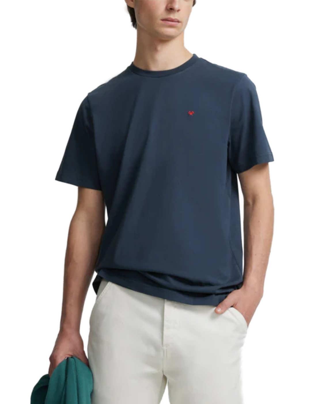 Camiseta Silbon minilogo azul marino manga corta para hombre