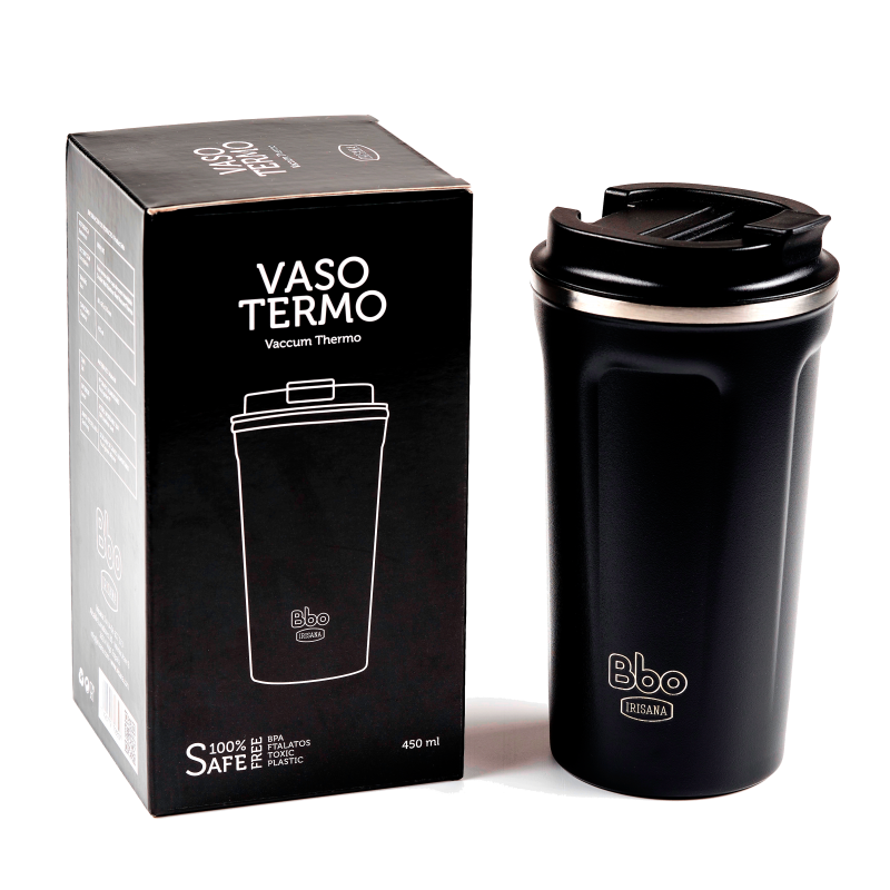 IRISANA Vaso térmico BBO 450 ml – Acero inoxidable, tapa hermética y doble pared