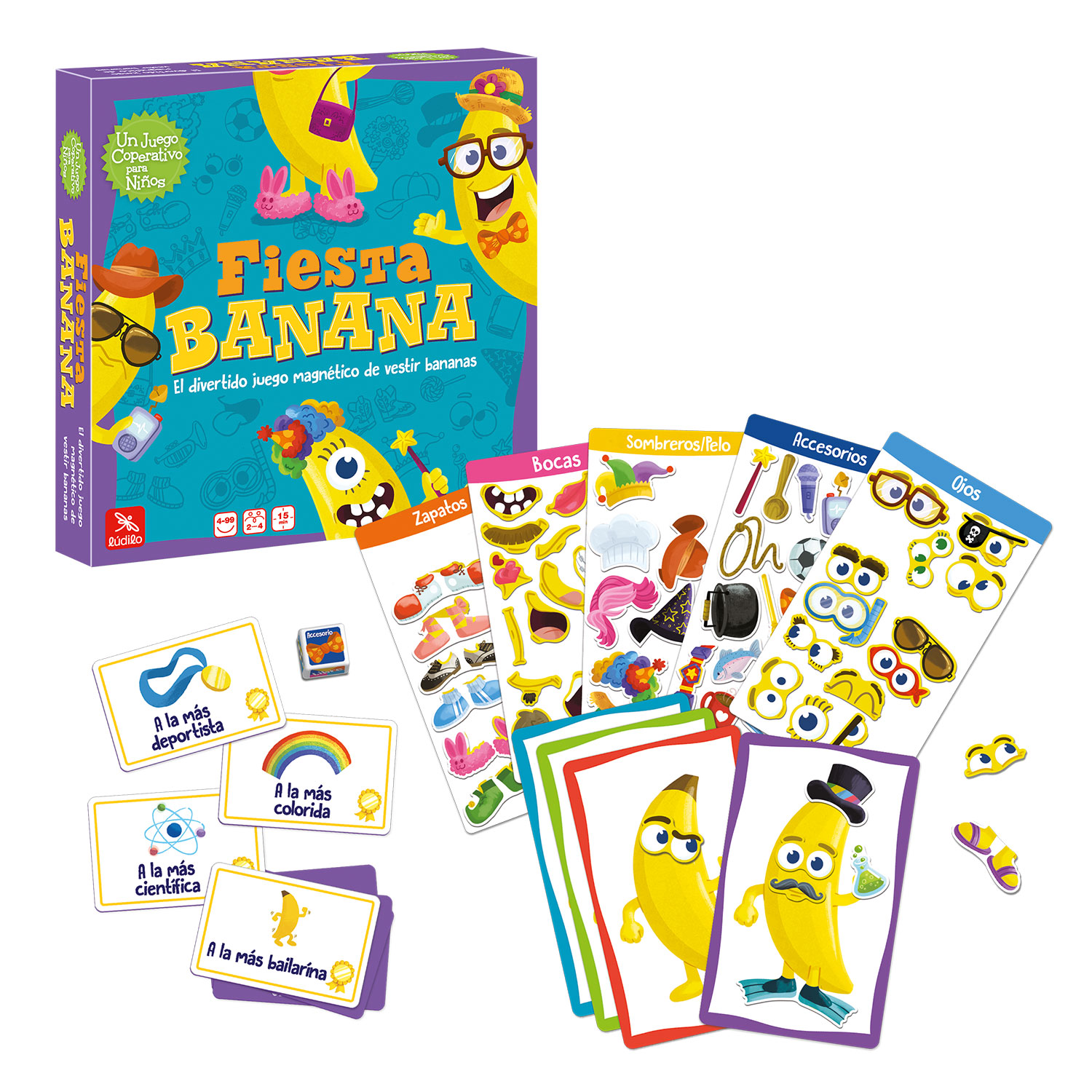 Ludilo Fiesta Banana Juegos de Mesa para Niños 4 Años o Más Educativo con 84 Piezas Magnéticas 2-4 Jugadores 15 Min