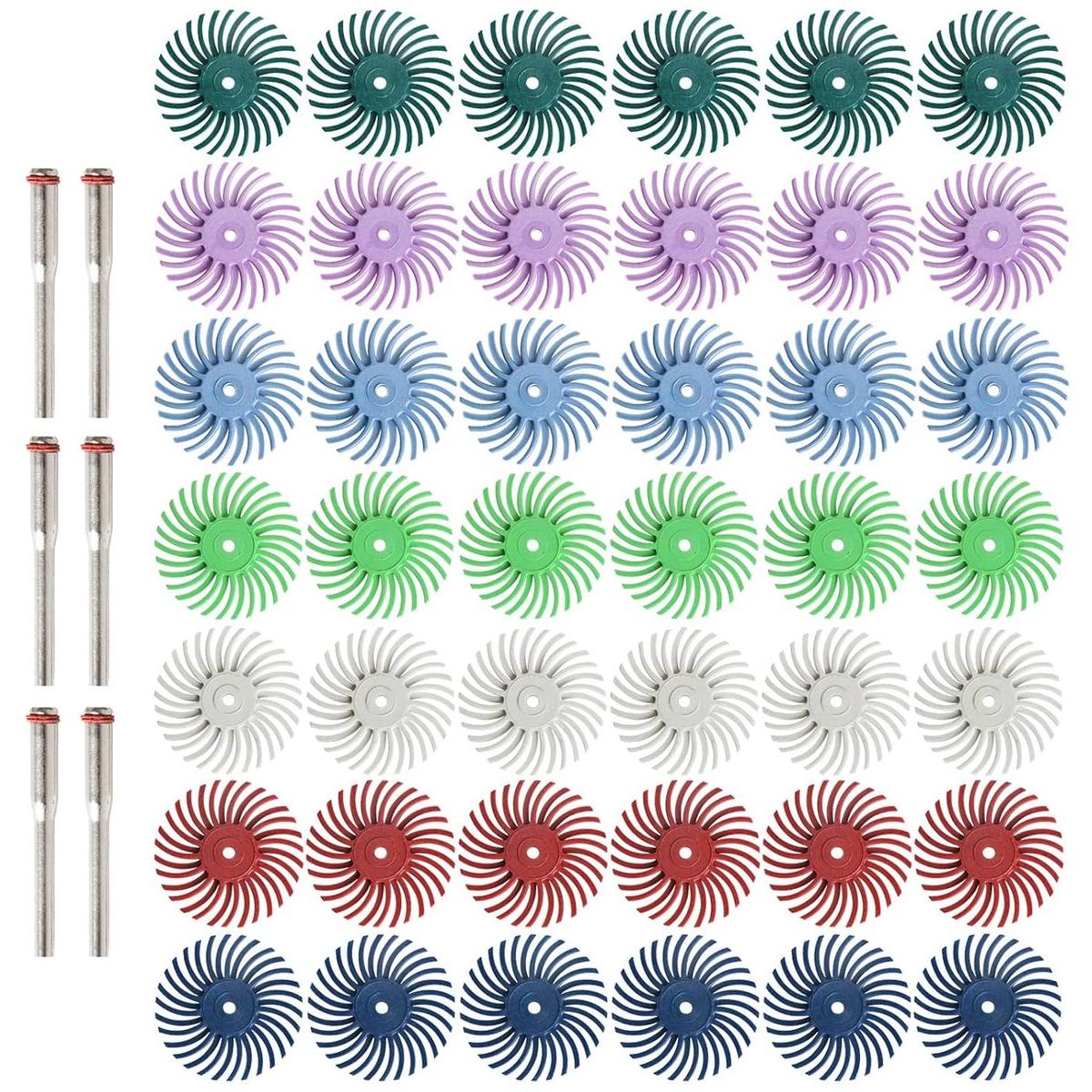 Kit de 50 brosses radiales avec filetage de 3 mm pour le polissage et le traitement fin