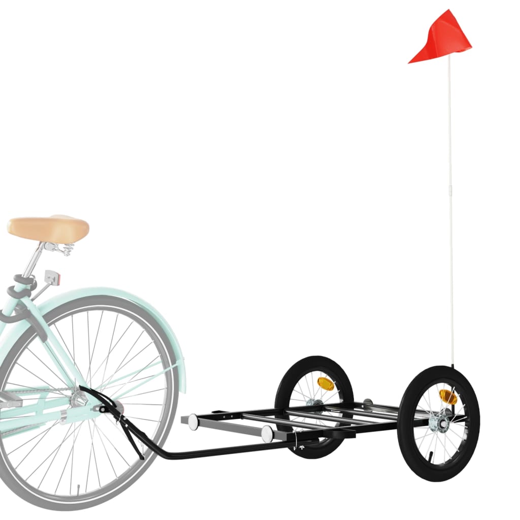 vidaXL Remolque para Bicicletas de Carga Maletas Carrito para Bici Hierro Negro Dimensiones 122 x 53 x 28 cm, 126 x 63 x 34 cm, 135 x 68 x 37 cm
