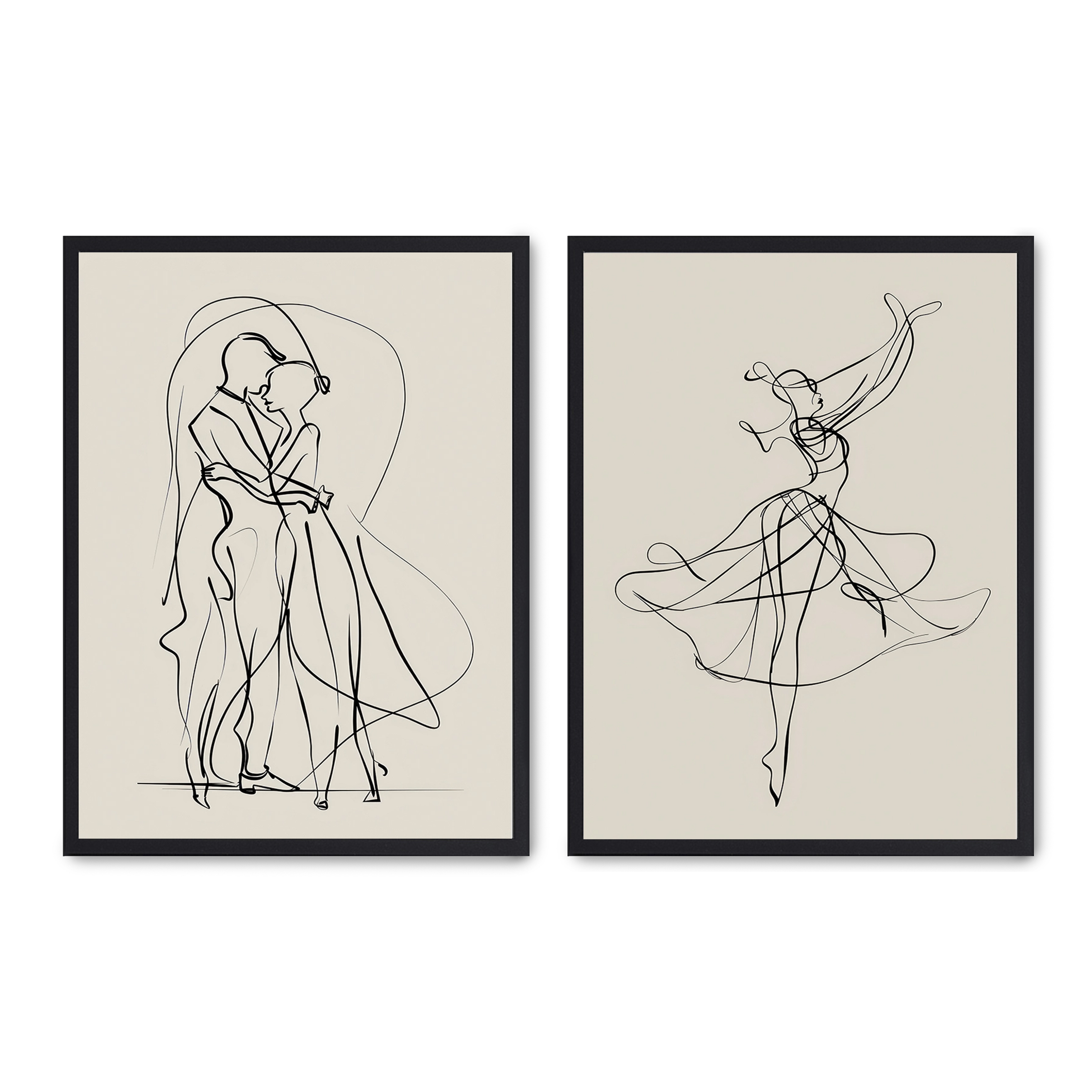 Set compuesto por dos cuadros con marco negro 30x40cm, Póster impreso en papel de calidad premium de 180gr, montado en marco de madera MDF con acabado en color negro, SETS