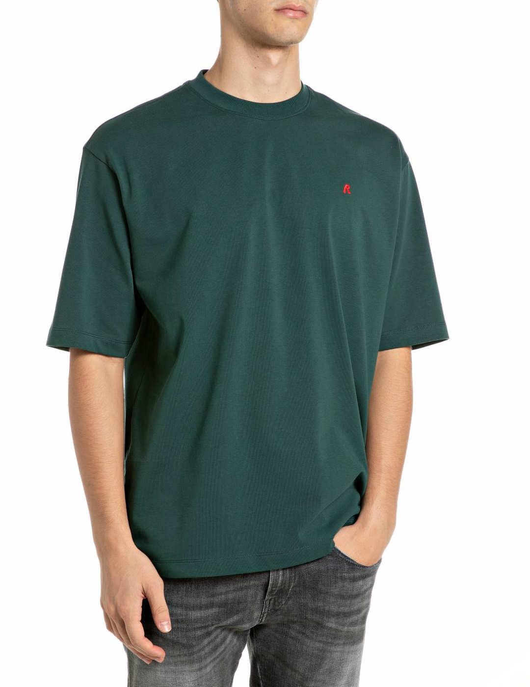 Camiseta Replay Oversize verde manga corta para hombre