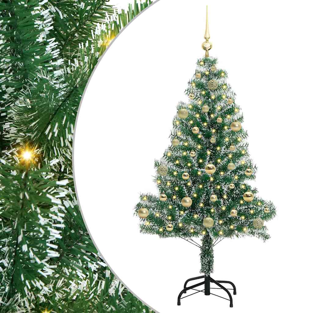 vidaXL Árbol de Navidad Artificial Nevado con Luz LED Verde y 150 cm Multicolor
