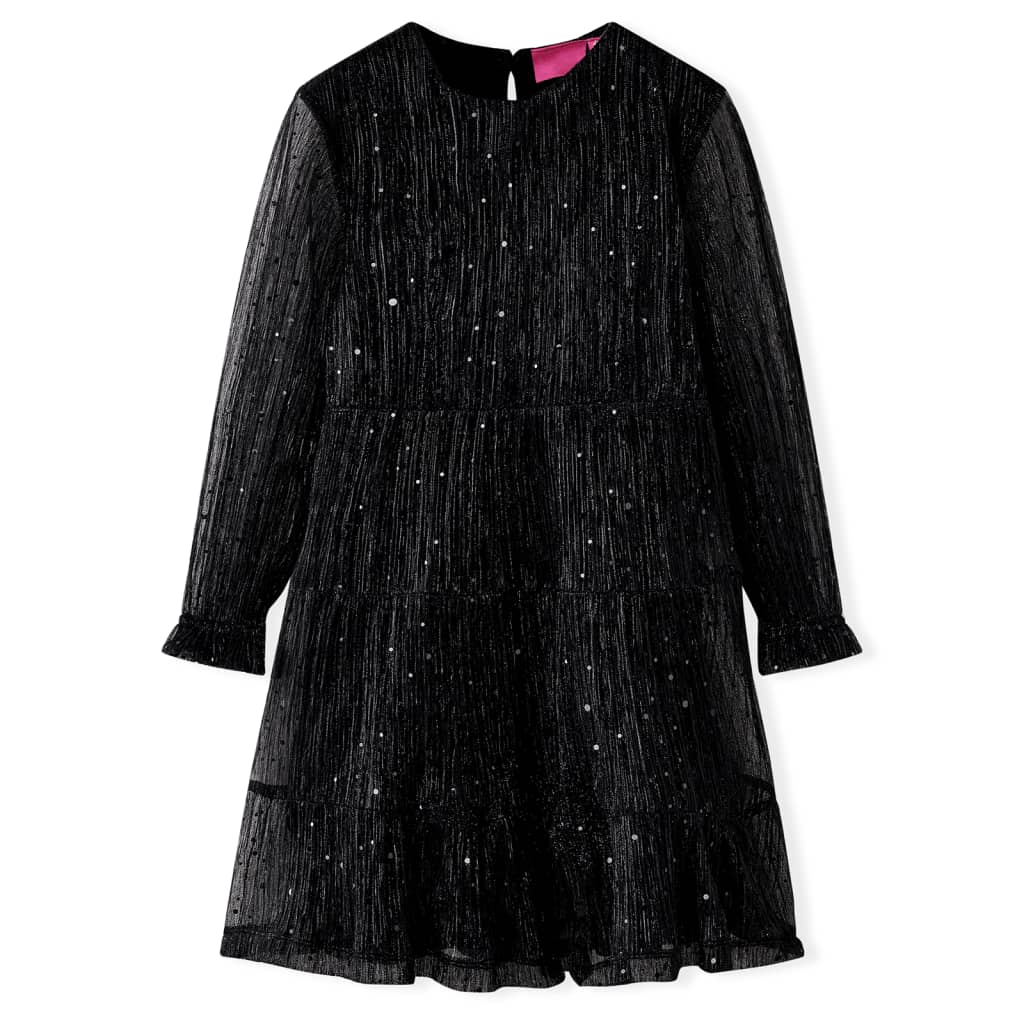 vidaXL Vestido infantil de manga larga negro 116